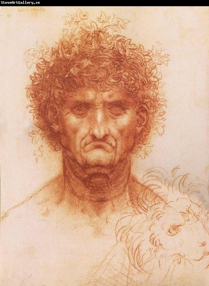 LEONARDO da Vinci Buste one frontal to seeing man and head of a Lowen